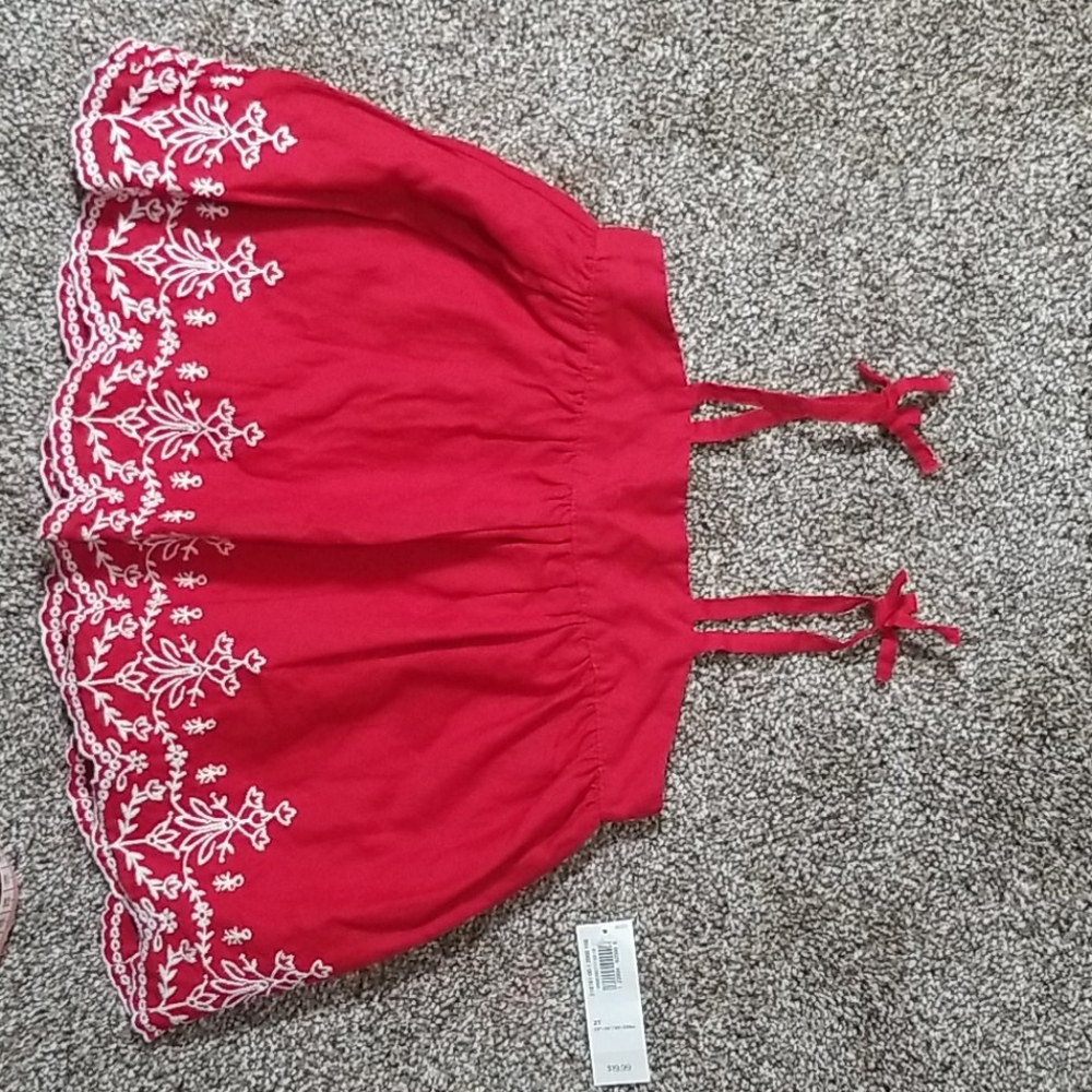 Old Navy Toddler Girl Embroidered Red Top 2T
